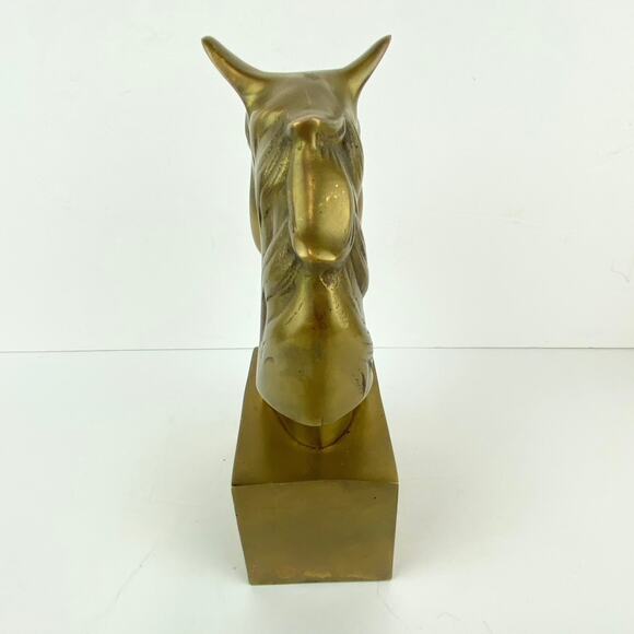 Vintage Brass Horse Head Statue Sculpture Bookend 8" Tall - Picture 6 of 10